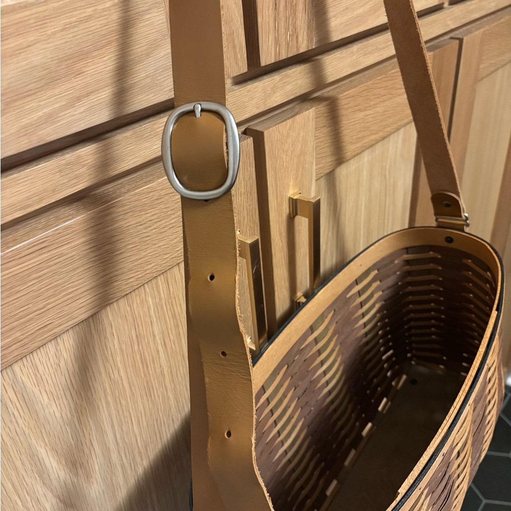 Longaberger Basket Carry All tote shoulder purse leather strap